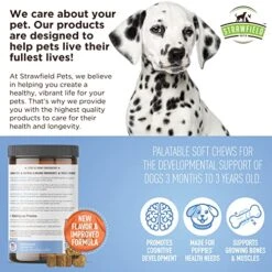 Strawfield Pets Puppy Multivitamin + Probiotics For Dogs Puppy Vitamins Joint Support Supplement For Dogs & Puppies Hickory Bacon Flavor 120 Crunchy Soft Chews -Zoo Shop 518KsxE8cEL