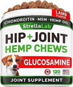 Hemp Treats - Glucosamine Dog Joint Supplement + Omega 3 - W/Hemp Oil - Chondroitin, MSM - Advanced Mobility Chews - Joint Pain Relief - Hip & Joint Care - Chicken Flavor - 120 Ct - Made In USA 19 Hemp Treats - Glucosamine Dog Joint Supplement + Omega 3 - W/Hemp Oil - Chondroitin, MSM - Advanced Mobility Chews - Joint Pain Relief - Hip & Joint Care - Chicken Flavor - 120 Ct - Made In USA -Zoo Shop 518PtkDJZ1L. AC