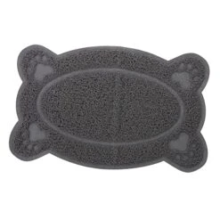 Silicone Desk Mat Non Skid Rug Cat Litter Rug 2pcs Cat Face Shaped Mat Silicone Table Mats Cat Matts For Litter Dog Feeding Tablemat Carpet Trash Can Pet Mat Pet Supplies Grey Cute