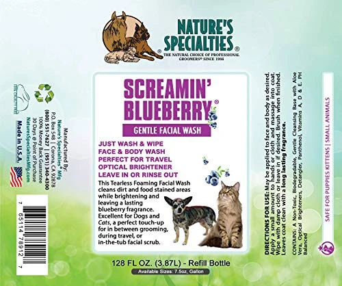 Nature's Specialties Screamin' Blueberry Dog Gentle Facial Wash For Pets, Natural Choice Of Professional Groomers, Optical Brightener, Made In USA, 7.5 Oz 5 Nature's Specialties Screamin' Blueberry Dog Gentle Facial Wash For Pets, Natural Choice Of Professional Groomers, Optical Brightener, Made In USA, 7.5 Oz - Image 3