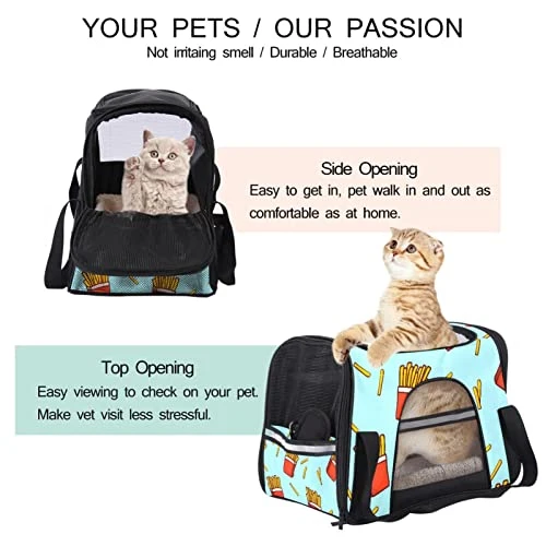 Pet Carrier Fast Food French Fries Potato Chips Soft-Sided Pet Travel Carriers For Cats,Dogs Puppy Comfort Portable Foldable Pet Bag Airline Approved 5 Pet Carrier Fast Food French Fries Potato Chips Soft-Sided Pet Travel Carriers For Cats,Dogs Puppy Comfort Portable Foldable Pet Bag Airline Approved - Image 3