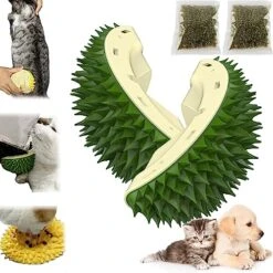 DENGWANG Durian Multifunctional Toys, Durian Cat Scratcher, Durian Shell Cat, Cat Durian Shell, Massaging And Removing Floating Hair Cat Dog Mint Toys (2PCS Yellow+Green) -Zoo Shop 519G3yTxlnL 2