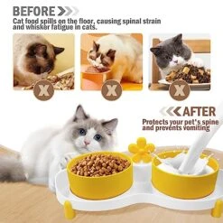 Elevated Cat Ceramic Bowls, 15° Tilted Ceramic Cat Bowls For Food And Water, Anti Vomiting Cat Feeding Bowl For Indoor Cats And Pet 13 Elevated Cat Ceramic Bowls, 15° Tilted Ceramic Cat Bowls For Food And Water, Anti Vomiting Cat Feeding Bowl For Indoor Cats And Pet -Zoo Shop 519GqtOe3ZL