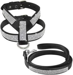 DOILNXH Suede Rhinestone Dog Harness And Leash Set Soft Diamante Pet Harness And Lead Step In For Small Medium Dogs Chihuahua Yorkshire Rose L -Zoo Shop 519QFmhdsHL. AC