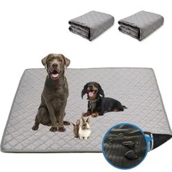Senzkon Washable Dog Pee Pads, 2 Pack Of 35.4" X 28" Reusable Puppy Pads, Non-Slip Anti-Trip, 4-Ply Construction Designed For 100% Leakage Prevention, For Dog Playpen, Crates, Floors