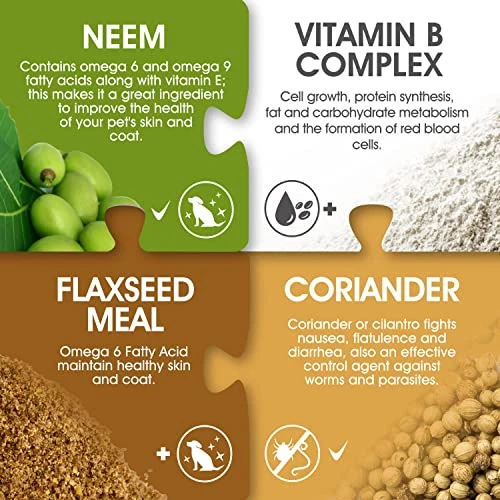 Yuma Natural Flea And Tick Chews For Dogs- Coriander, Neem. Flax Seed And Vitamins Complex For Flea And Tick Prevention For Dogs 4 Yuma Natural Flea And Tick Chews For Dogs- Coriander, Neem. Flax Seed And Vitamins Complex For Flea And Tick Prevention For Dogs - Image 2