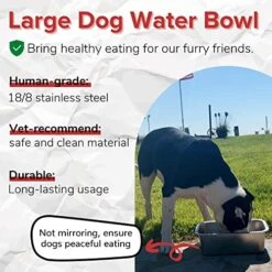 PEDAY Large Dog Water Bowl 304 Stainless Steel Extra Large Dog Bowl For Big & X-Large Dogs