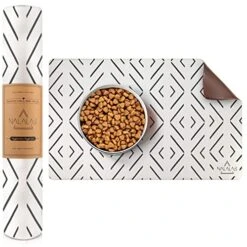 NALALAS Bohemian Large Waterproof Dog Mat - Food & Water Pet Food Mat, Cat Food Mat, Dog Food Mat For Floors - Waterproof Nonslip Eco-Friendly Pet Dog Placemats (Crossed The Line)