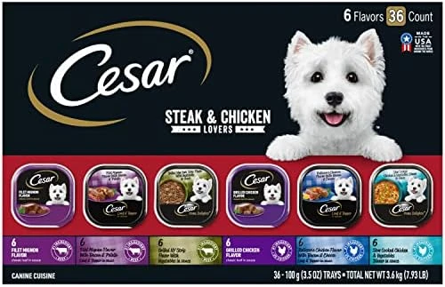 CESAR Wet Dog Food Classic Loaf In Sauce Grilled Chicken, Filet Mignon, Porterhouse Steak, Beef, Chicken & Liver And Turkey Variety Pack (36) 3.5 Oz. Easy Peel Trays 13 CESAR Wet Dog Food Classic Loaf In Sauce Grilled Chicken, Filet Mignon, Porterhouse Steak, Beef, Chicken & Liver And Turkey Variety Pack (36) 3.5 Oz. Easy Peel Trays - Image 11