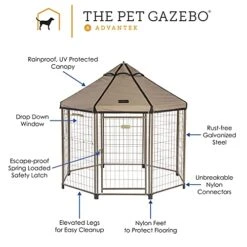 Advantek 5 Foot Portable Indoor Outdoor Metal Dog Gazebo Kennel With Waterproof Cover, Earth Taupe -Zoo Shop 51B1kIh3T9S