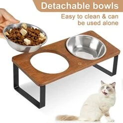 Raised Cat Food Bowls Elevated Tilted Puppy Dish Orthopedic Pet Bowl Stand Lifted 15°Angled With Double Stainless Steel Dishes 5.7 Inch Kitty Feeder Whisker Relief Anti-Vomiting(Brown) 9 Raised Cat Food Bowls Elevated Tilted Puppy Dish Orthopedic Pet Bowl Stand Lifted 15°Angled With Double Stainless Steel Dishes 5.7 Inch Kitty Feeder Whisker Relief Anti-Vomiting(Brown) -Zoo Shop 51BIwq8Y08L
