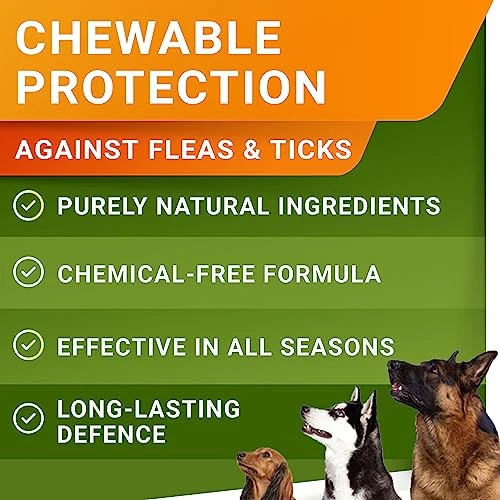 Natural Flea And Tick Prevention Chews For Dogs - Chewable Tablets For Dogs - All Breeds And Ages - Made In USA Flea And Tich Remover Supplement - Bacon - 120 Treats 3 Natural Flea And Tick Prevention Chews For Dogs - Chewable Tablets For Dogs - All Breeds And Ages - Made In USA Flea And Tich Remover Supplement - Bacon - 120 Treats