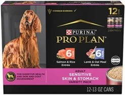 Purina Pro Plan Sensitive Skin And Stomach Wet Dog Food Pate Sensitive Skin And Stomach Beef And Oat Meal Entree - (12) 13 Oz. Cans -Zoo Shop 51BeK9dj3LL. AC