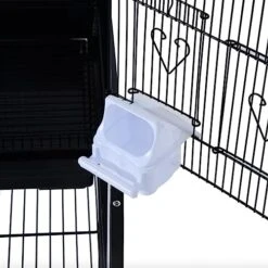 ACQUIRE 63" Metal Indoor Birdcage Starter Kit With Removable Rolling Stand, Storage Basket And Accessories Black Birdcage -Zoo Shop 51BgxIg1WFL