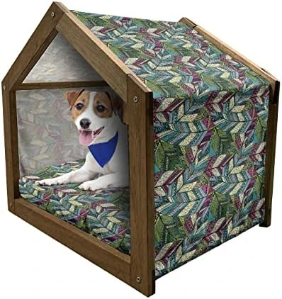 Ambesonne Fruits Wooden Pet House, Soft Toned Exotic Pineapple Tropical Diet Food Illustration, Indoor & Outdoor Portable Dog Kennel With Pillow And Cover, Small, Marigold Dimgray 14 Ambesonne Fruits Wooden Pet House, Soft Toned Exotic Pineapple Tropical Diet Food Illustration, Indoor & Outdoor Portable Dog Kennel With Pillow And Cover, Small, Marigold Dimgray - Image 12