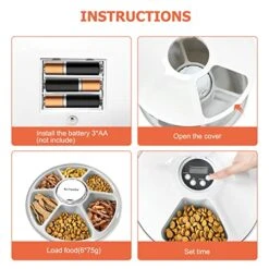 Pets Automatic Timed Pet Feeder,4pawslife 6 Meal Food Dispenser For Dogs, Cats & Small Animals Auto Feeder With Music -Zoo Shop 51Bly1HDlLL