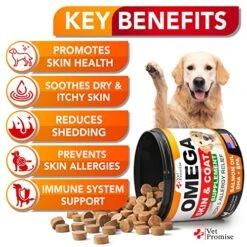 Omega 3 For Dogs - Dog Skin And Coat Supplement - Fish Oil For Dogs Chews - Allergy And Dog Itch Relief - Dog Anti Shedding Supplement - Dog Dry Skin Treatment - Salmon Oil - Made In USA - 120 Treats