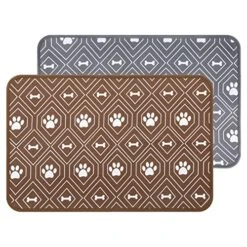 KOOLTAIL Dog Mat For Food And Water Bowls, 2 Pack Waterproof Pet Feeding Mat For Floors, Non Slip Mat For Puppy Cats