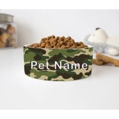 GENERIC Personalized Camouflage Pet Food Bowl, Dog Name Bowl, Cat Name Bowl, Gift For Pets, Ceramic Pet Bowl