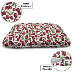 Ambesonne Cherry Pet Bed, Cartoon Graphics Of Juicy Summer Season Fruit Art Ripe Food Pattern, Chew Resistant Pad For Dogs And Cats Cushion With Removable Cover, 24" X 39", Raspberry Dark Pink -Zoo Shop 51C234n61QL