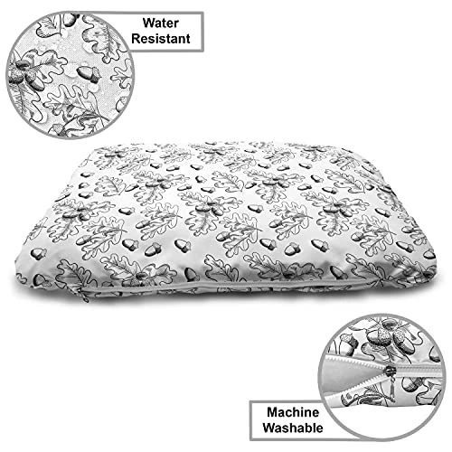 Ambesonne Oak Tree Pet Bed, Acorn Nut Of Plant Foliage Woodland Food Of Squirrel Animals Mono Colors, Chew Resistant Pad For Dogs And Cats Cushion With Removable Cover, 24" X 39", White And Dark Grey 4 Ambesonne Oak Tree Pet Bed, Acorn Nut Of Plant Foliage Woodland Food Of Squirrel Animals Mono Colors, Chew Resistant Pad For Dogs And Cats Cushion With Removable Cover, 24" X 39", White And Dark Grey - Image 2