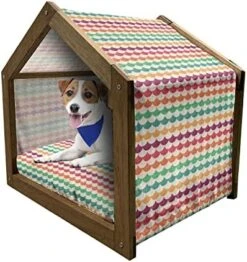 Ambesonne Fruit Wooden Pet House, Raspberry Pattern With Foliage Leaves Hand Drawn Seasonal Food Spring Vegetation, Indoor & Outdoor Portable Dog Kennel With Pillow And Cover, Small, Multicolor -Zoo Shop 51CBxXx4NuL. AC