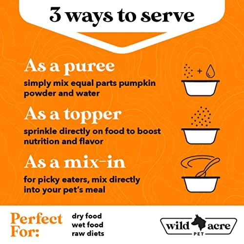 Wild Acre Pumpkin Powder For Dogs - No More Diarrhea Or Scoots! - Digestive Puree Treat Or Food Topper - Fiber Supplement For Dogs With Prebiotics, 16oz 4 Wild Acre Pumpkin Powder For Dogs - No More Diarrhea Or Scoots! - Digestive Puree Treat Or Food Topper - Fiber Supplement For Dogs With Prebiotics, 16oz - Image 2