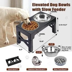 SEWIU Elevated Dog Bowls With 𝐒𝐥𝐨𝐰 𝐅𝐞𝐞𝐝𝐞𝐫,Raised Dog Bowls Stand Adjustable Height With Stainless Steel Dog Food Bowls,Dog Bowls For Small Medium Large Dogs.(Grey) 14 SEWIU Elevated Dog Bowls With 𝐒𝐥𝐨𝐰 𝐅𝐞𝐞𝐝𝐞𝐫,Raised Dog Bowls Stand Adjustable Height With Stainless Steel Dog Food Bowls,Dog Bowls For Small Medium Large Dogs.(Grey) -Zoo Shop 51CqpgpFBmL