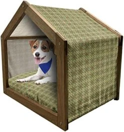 Ambesonne Avocado Wooden Dog House, Fresh Summer Food Theme As Half Piece Of Multiple Avocado Warm Backdrop, Indoor & Outdoor Portable Dog Kennel With Pillow & Cover, 2X-Large, Multicolor -Zoo Shop 51CurhKbDRL. AC