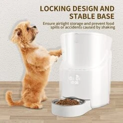 LZHPET 5L Automatic Pet Feeder For Cats & Dogs, Dispense 1-7 Timed Meals Of Dry Food, Lockable Lid, Stainless Steel Bowl, Dual Power Mode, 20s Meal Call, For Small To Medium-Sized Dogs, Puppies, White 11 LZHPET 5L Automatic Pet Feeder For Cats & Dogs, Dispense 1-7 Timed Meals Of Dry Food, Lockable Lid, Stainless Steel Bowl, Dual Power Mode, 20s Meal Call, For Small To Medium-Sized Dogs, Puppies, White -Zoo Shop 51D4hjvLlpL