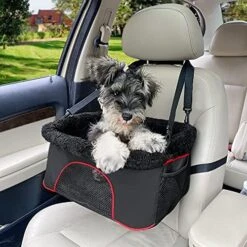 ROODO Pet Dog Car Seat Metal Frame With Safety Rope Removable Washable Pad Fits 18 LBs Dog Car Booster Seat (Black&White) -Zoo Shop 51D5t08XAXL. AC
