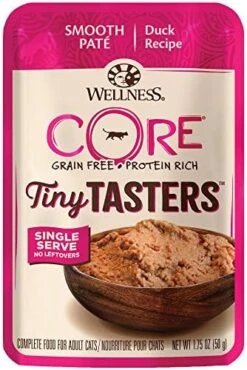 Wellness CORE Tiny Tasters Wet Cat Food, Complete & Balanced Natural Pet Food, Made With Real Meat, 1.75-Ounce Pouch, 12 Pack (Adult Cat, Land Variety Pack) -Zoo Shop 51D6PHkz2tL. AC