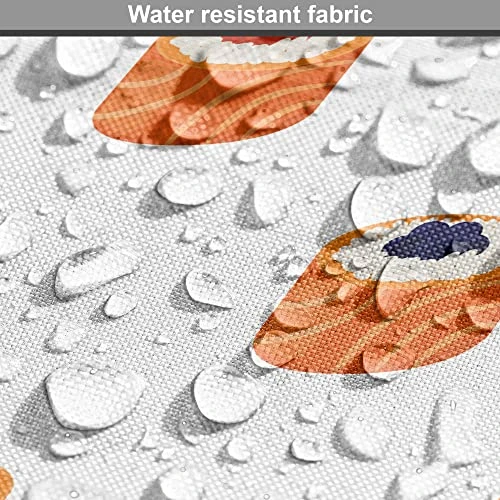 Ambesonne Sushi Dog Crate Cover, Repeating Food Pattern Raw Fish And Rice With Caviar Toppings Flat Style, Easy To Use Pet Kennel Cover For Small Dogs Puppies Kittens, 22 Inch, Orange Salmon Dark Blue 6 Ambesonne Sushi Dog Crate Cover, Repeating Food Pattern Raw Fish And Rice With Caviar Toppings Flat Style, Easy To Use Pet Kennel Cover For Small Dogs Puppies Kittens, 22 Inch, Orange Salmon Dark Blue - Image 4