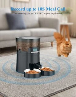 Automatic Cat Feeder, HoneyGuaridan 4.5L Pet Feeder For 2 Cats Dogs Food Dispenser Auto Cat Feeder – 6 Meal Portion Control, Distribution Alarm, Programmable Timer Feeder, Customizable Voice Recorder -Zoo Shop 51DBREQAZ5L