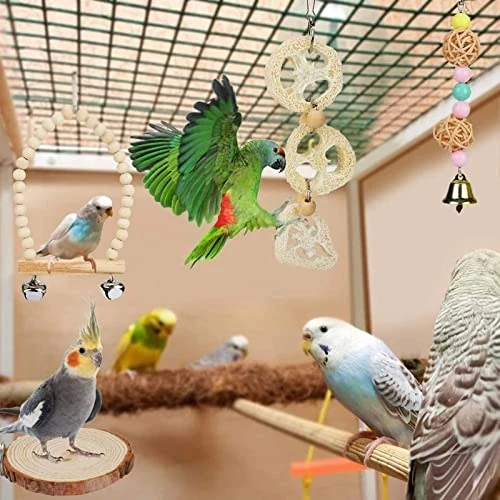 JYDQM 8 Pcs/Set Bird Parrot Swing Toys Chewing Standing Hanging Perch Hammock Bird Cage For Budgerigar Parakeet Conure 6 JYDQM 8 Pcs/Set Bird Parrot Swing Toys Chewing Standing Hanging Perch Hammock Bird Cage For Budgerigar Parakeet Conure - Image 4