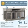 Lyromix Dog Crate Furniture Large Breed TV Stand With Drawer & 2 Sliding Doors, Dog Kennels And Crates For Medium Large Dogs With Divider, Wood Dog Crate End Table, Grey, 66.1''W*23.6''D*36''H -Zoo Shop 51DgOiQN3EL