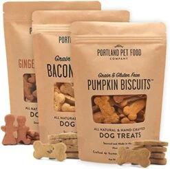 Crafted By Humans Loved By Dogs Portland Pet Food Company All-Natural Dog Treat Biscuits Multipack (3 X 5 Oz Bags) – Bacon Flavor – Grain-Free, Gluten-Free, Human-Grade, Limited Ingredients -Zoo Shop 51DuVpckEiL. AC