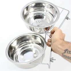 Bonka Bird Toys 3493 2pk 10oz Stainless Steel Clamp Cups Liquid Food Treat Parrot Budgie Finch -Zoo Shop 51E028oNllL. AC