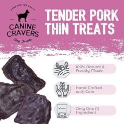 Canine Cravers Single Ingredient Dog Treats – Tender Pork Thins - Human Grade Air Dried Hypoallergenic Pet Food – Grain, Gluten, And Soy Free – 100% All Natural – 5.3 Oz -Zoo Shop 51E0fPDr1oL
