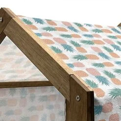 Ambesonne Pineapple Wooden Pet House, Tropical Fruit Pattern Detailed Composition Of Hawaiian Food Summer Season, Indoor & Outdoor Portable Dog Kennel With Pillow And Cover, Small, Apricot Sea Green -Zoo Shop 51E3ZMXZiwL