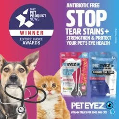 PetEyez Vitamin Treats - Tear Stain Remover For Cats (1 Oz, 35+ Count), Cat Eye Stain Remover, Freeze Dried White Fish Treats Made In USA Only - (White Fish) -Zoo Shop 51E8GT7pK1L