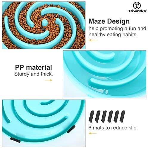 Large Slow Feeder Dog Bowl,Maze Interactive Dog Food Bowl,Anti Gulping Healthy Eating,Stop Bloat Pet Slow Down Feeding Dishes For Medium/Big Dogs(A-Blue) 5 Large Slow Feeder Dog Bowl,Maze Interactive Dog Food Bowl,Anti Gulping Healthy Eating,Stop Bloat Pet Slow Down Feeding Dishes For Medium/Big Dogs(A-Blue) - Image 3