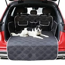 Aiuuee Dog Cargo Liner For SUV, Waterproof Car Dog Cover Back Seat With Storage Pockets, Oxford Floor Mat For Dogs Cats Washable Durable Pet Cargo Cover Liner With Bumper Flap Protector
