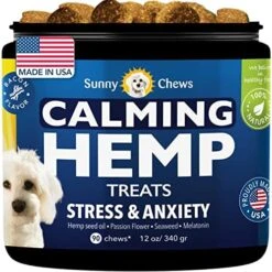 SUNNYCHEWS Natural Calming Chews For Dogs| Hemp Calming Dog Treats For Anxiety And Stress, Barking| Composure Calming Treats For Dogs| Relax Dog Supplement For All Breeds & Sizes| 12oz (90 Chews) -Zoo Shop 51ELE6o1eGL. AC