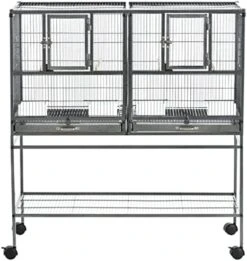 ACQUIRE Metal Bird Cage For Finch Canaries Parakeets Cockatiels With Rolling Stand, Removable Metal Tray, Wood Perch -Zoo Shop 51EMYeztLUL. AC