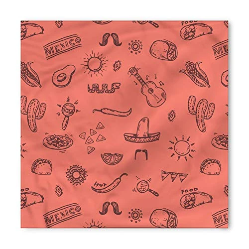Lunarable Fiesta Party Bandana Collar, Mexican Food Symbols, 16" X 16", Coral Dark Grey 5 Lunarable Fiesta Party Bandana Collar, Mexican Food Symbols, 16" X 16", Coral Dark Grey - Image 3
