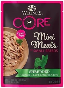 Wellness CORE Natural Grain Free Small Breed Mini Meals Wet Dog Food, Shredded Chicken & Turkey Dinner In Gravy, 3-Ounce Pouch (Pack Of 12) -Zoo Shop 51EZvKOaHtL. AC