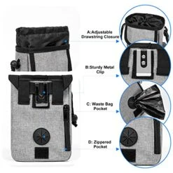 Airline Approved Dog Travel Bag With 2 Dog Treat Training Pouches, Dog Tote Organizer For Weekend Pet Travel Supplies & Accessories, 2 Collapsible Dog Bowls, 2 Travel Dog Food Container (Grey) -Zoo Shop 51EeWlF410L