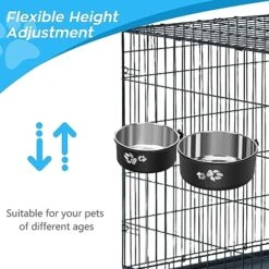 OFFKITSLY Kennel Water Bowl, Stainless Steel Dog Crate Water Bowl No Spill, 2 Pack Hanging Dog Bowls For Kennel Cage, Metal Pet Dog Food Water Bowl Feeder For Small Medium Size Dogs -Zoo Shop 51Ey6K9QR1L