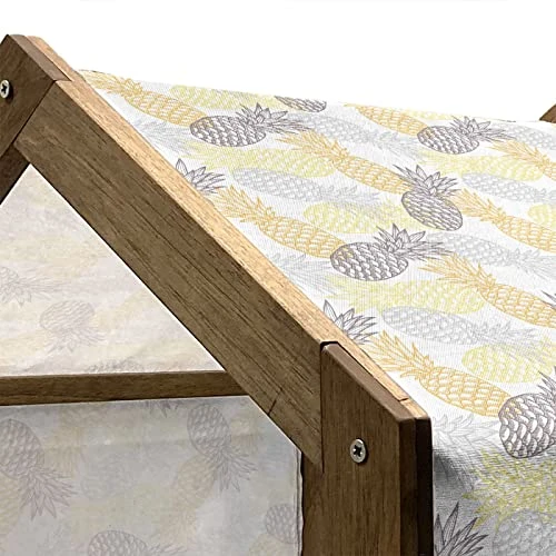 Ambesonne Fruits Wooden Pet House, Soft Toned Exotic Pineapple Tropical Diet Food Illustration, Indoor & Outdoor Portable Dog Kennel With Pillow And Cover, Small, Marigold Dimgray 6 Ambesonne Fruits Wooden Pet House, Soft Toned Exotic Pineapple Tropical Diet Food Illustration, Indoor & Outdoor Portable Dog Kennel With Pillow And Cover, Small, Marigold Dimgray - Image 4